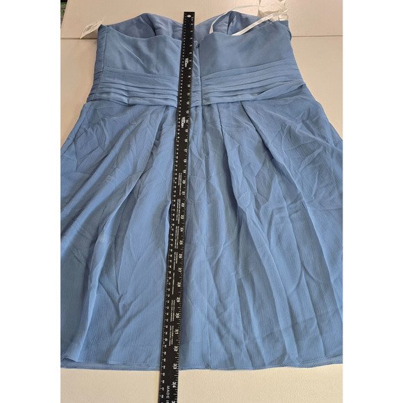 David's Bridal Dress Women's 16 Blue Strapless Mini Ruffles Bridesmaid Prom NWT - Picture 9 of 16